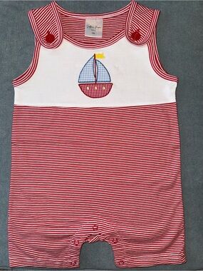Signature Red and White Striped Sailboat One-Piece Romper. New without tags.